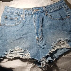 Forever 21 Light Blue Distressed Jean Shorts